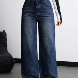 Women Comfort Wide Leg High-Rise Light Fade Stretchable Jeans