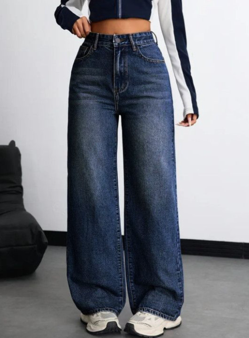 Women Comfort Wide Leg High-Rise Light Fade Stretchable Jeans