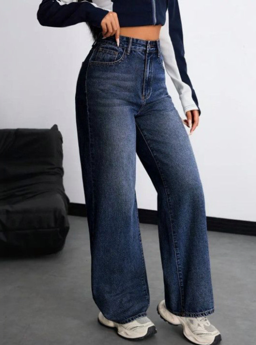 Women Comfort Wide Leg High-Rise Light Fade Stretchable Jeans - Image 3