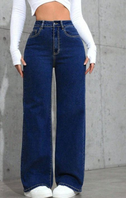 Women Comfort Wide Leg High-Rise Stretchable Jeans