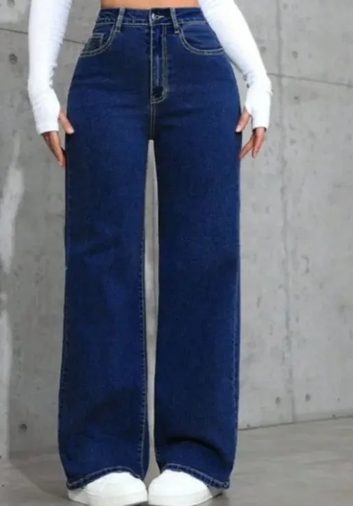 Women Comfort Wide Leg High-Rise Stretchable Jeans