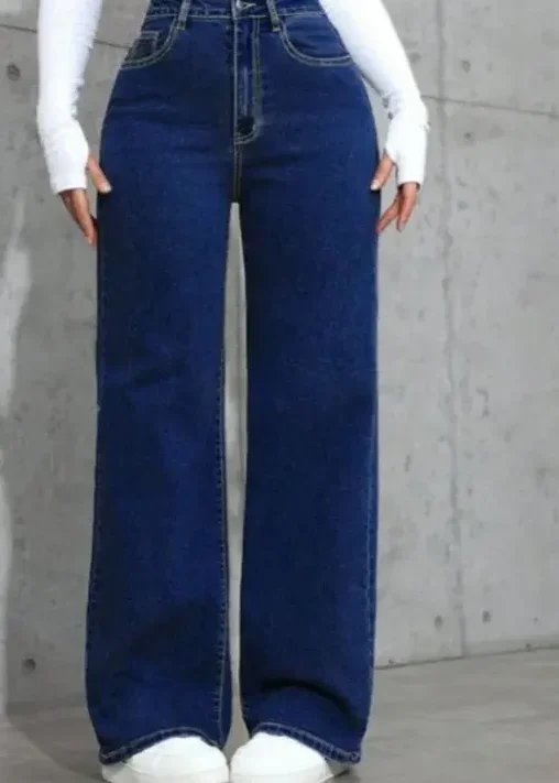 Women Comfort Wide Leg High-Rise Stretchable Jeans