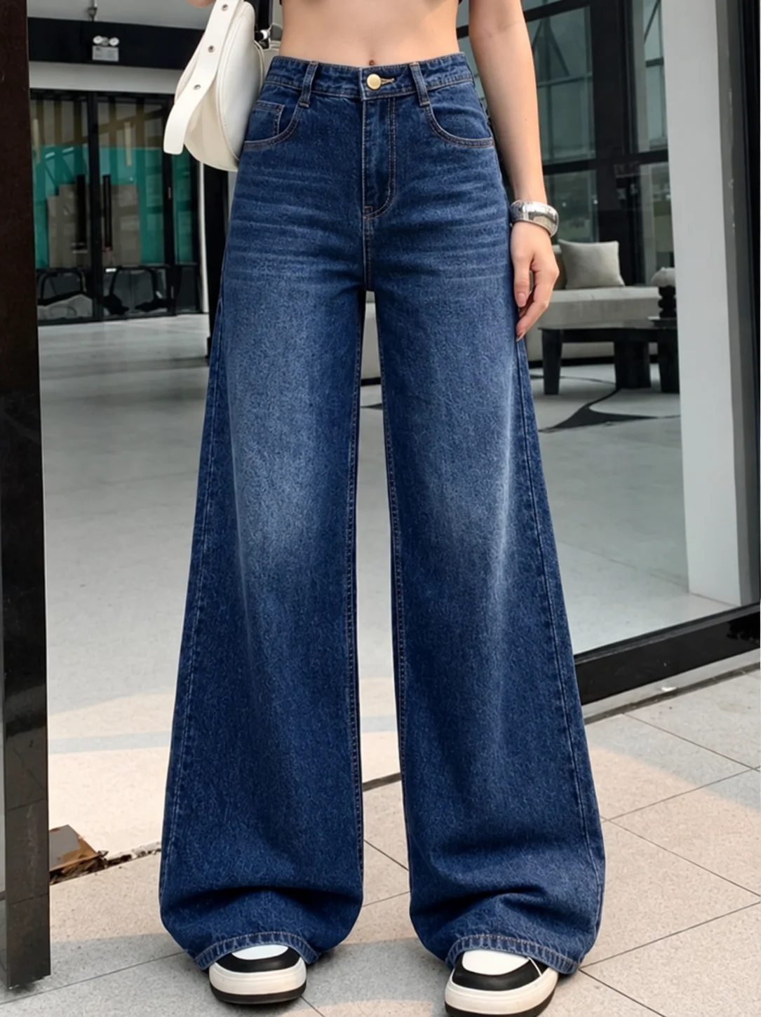 Women Comfort Wide Leg High-Rise Stretchable Jeans